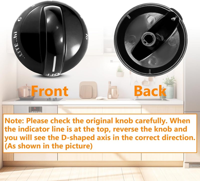 Funmit 316220009 Top Burner Stove Knob Replacement for Frigidaire Replaces AP4322122 PS1991531 EAP1991531 (Black, 3 Pack) - Image 4